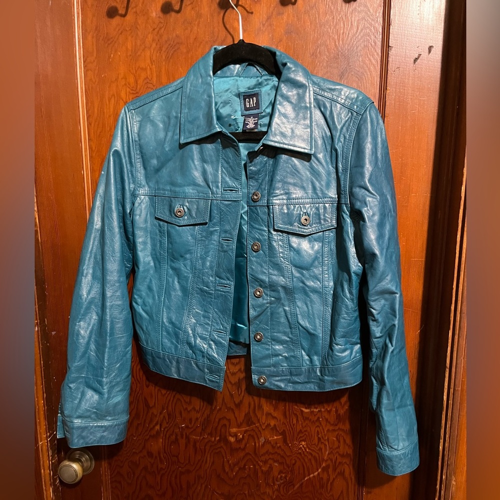 Gap Vintage Teal Leather Jacket